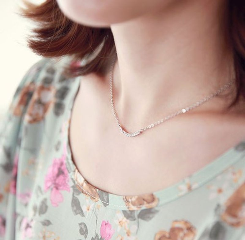Cha mimi. Simple is beautiful. Temperament, sense of design fine diamond wire silver necklace - Necklaces - Other Metals Gray