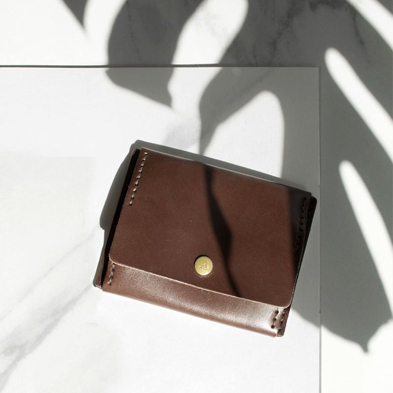 [Customized gift] Leather handmade DIY set-coin purse/burnt brown (free custom lettering) - เครื่องหนัง - หนังแท้ 