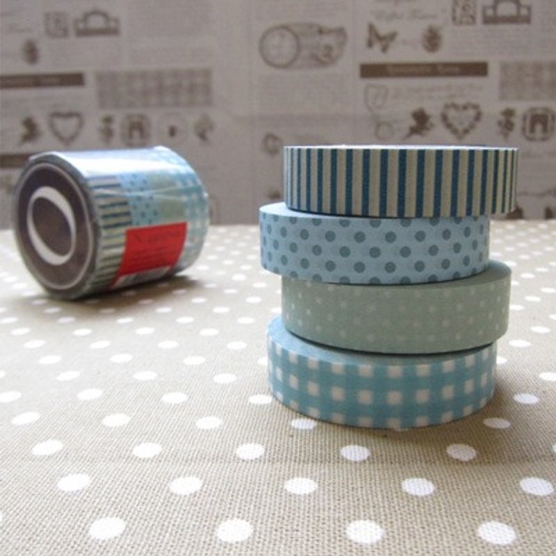 Kurashiki Artisan Washi Tape 4P [Blue Series (45027-01)] - Washi Tape - Paper Blue