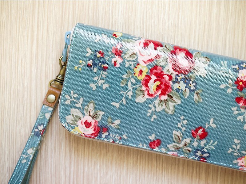 Waterproof long blooming roses clip / wallet / purse / purse (turquoise) - Wallets - Other Materials Blue