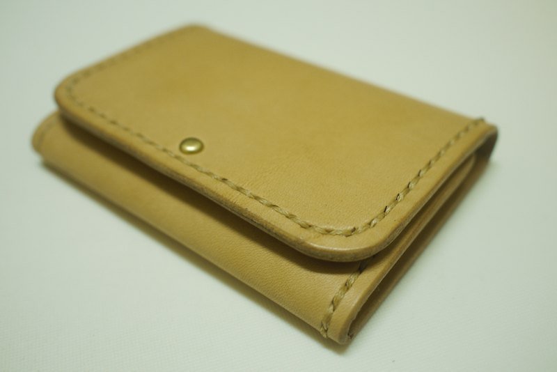 Hand-honey colors made of vegetable dyes imported Italian full belly side Pippi clip card holder - Wallets - Genuine Leather Gold
