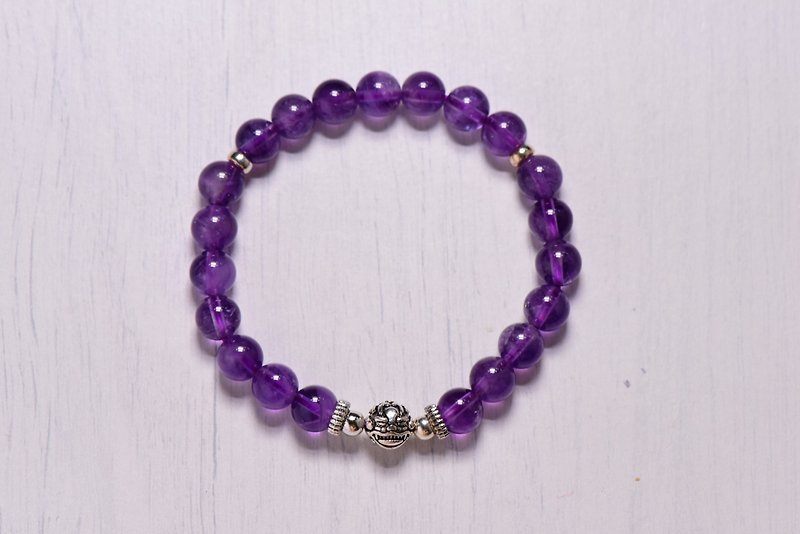 招財。紫水晶6mm貔貅手串。Prosperity - Amethyst with pí xiū - 手鍊/手鐲 - 寶石 紫色