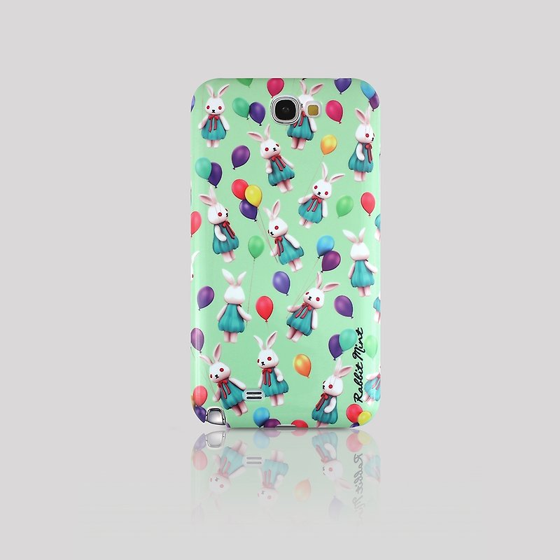 (Rabbit Mint) Mint Rabbit Phone Case - Bu Mali balloons Series Merry Boo - Samsung Note 2 (M0010) - Phone Cases - Plastic Green