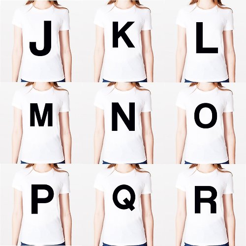 hipster Big J K L M N O P Q R 女生短袖T恤-白色 英文字母 文字 時尚
