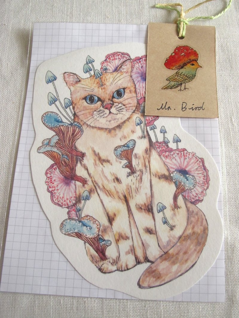 Cat animal shaped postcard - การ์ด/โปสการ์ด - กระดาษ สึชมพู