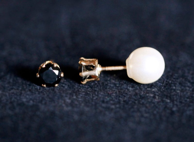 Pierce pietra [Black Spinel 4mm] - Earrings & Clip-ons - Gemstone Black