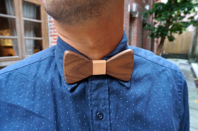 Bow tie-log-walnut (gift/wedding/new couple/formal occasion/Christmas exchange gift) - Ties & Tie Clips - Wood Brown