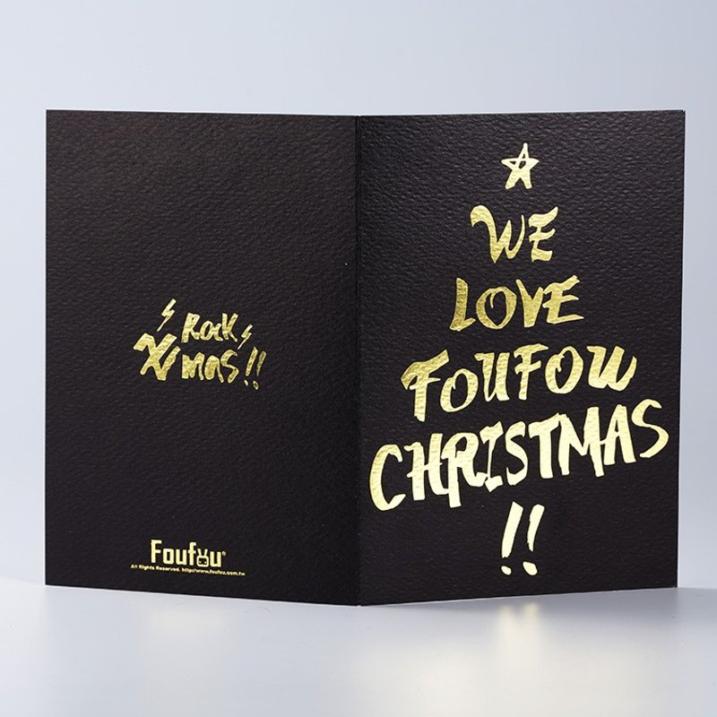 《Foufou》聖誕卡片(燙金版) - Foufou Christmas - 卡片/明信片 - 紙 黑色