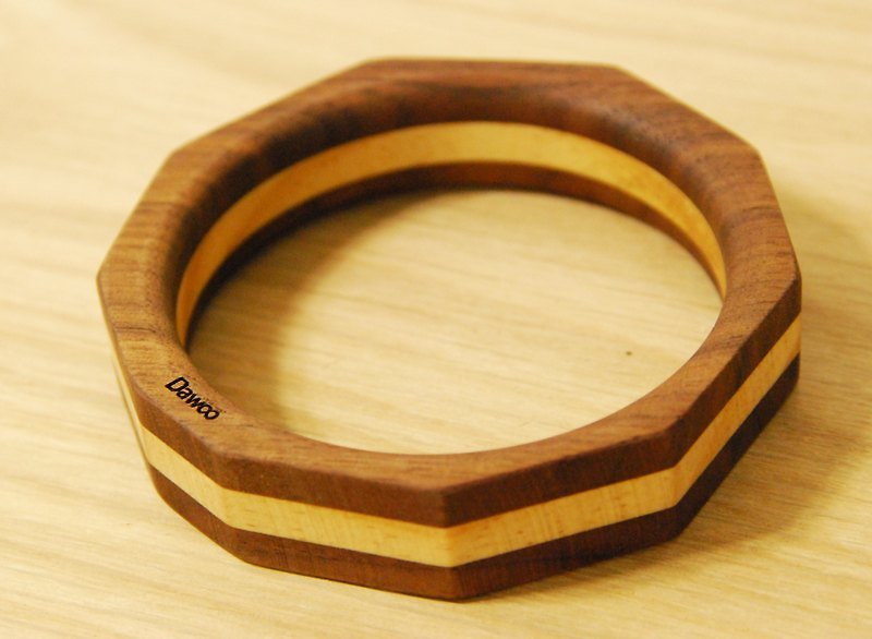細木工雙色拼木手環 - Bracelets - Wood Khaki