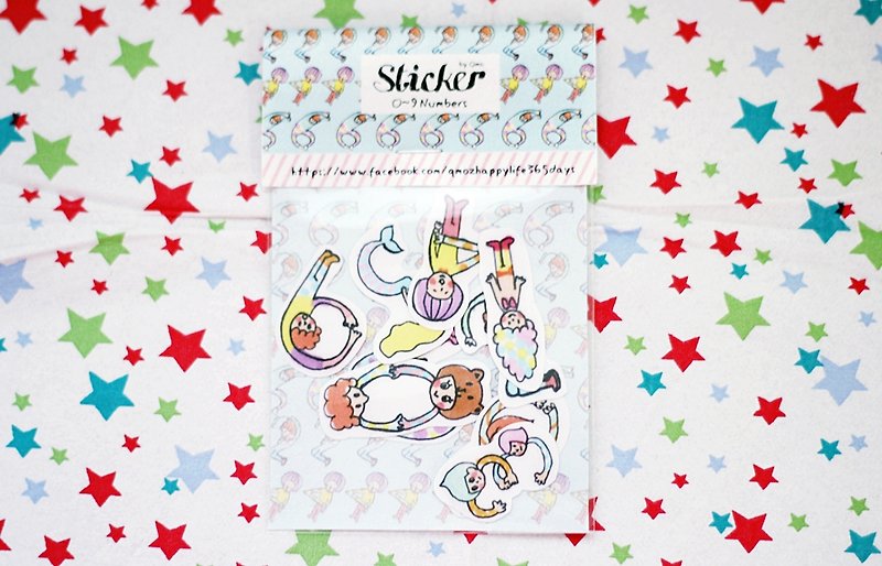 Soft QBody 0~9 digital sticker pack - Stickers - Paper Multicolor