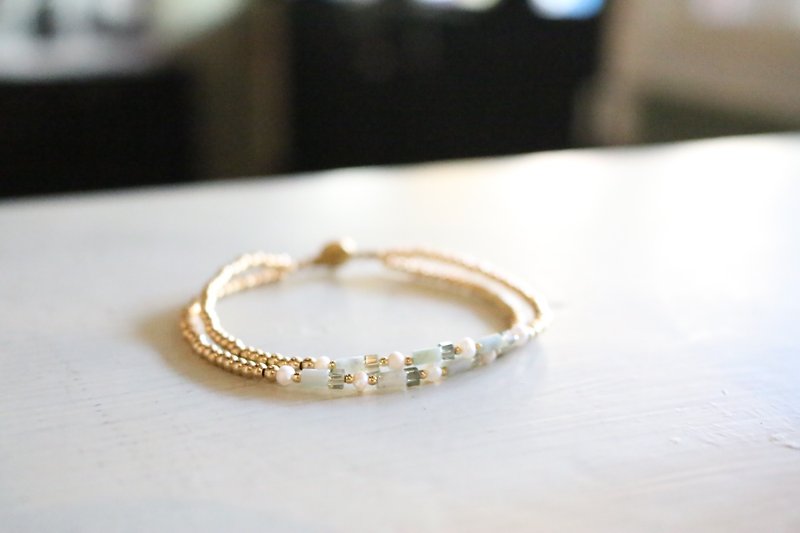 Double blessing bracelet brass astral stone - Bracelets - Gemstone Green