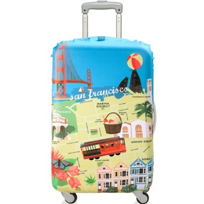 LOQI luggage cover│San Francisco【M size】 - กระเป๋าเดินทาง/ผ้าคลุม - วัสดุอื่นๆ สีน้ำเงิน