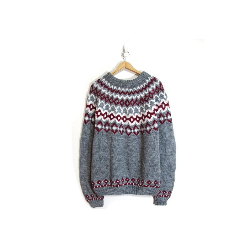 [Eggs] plant vintage classic gray sweater vintage Ferris wheel - สเวตเตอร์ผู้หญิง - วัสดุอื่นๆ หลากหลายสี