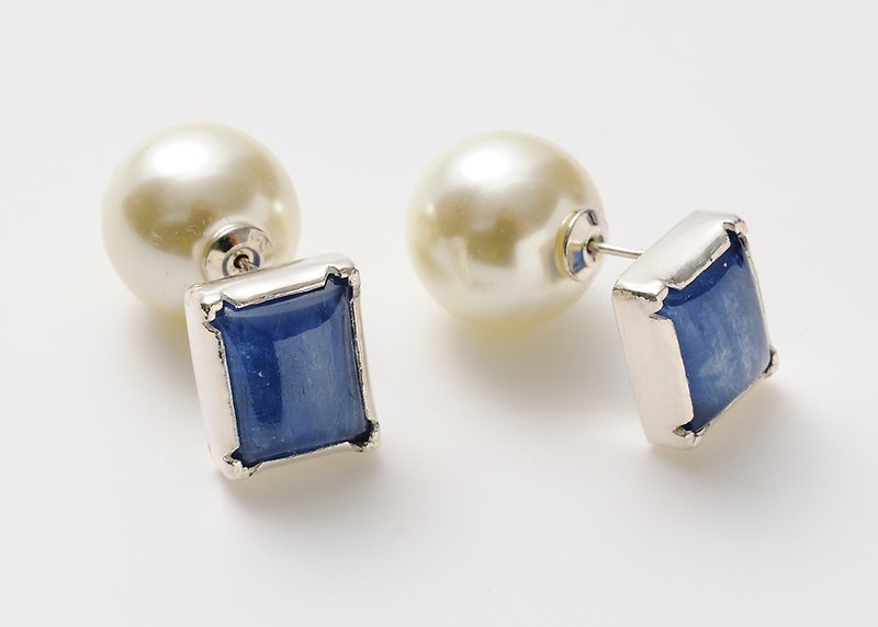 Kyanite earrings - ต่างหู - โลหะ สีน้ำเงิน