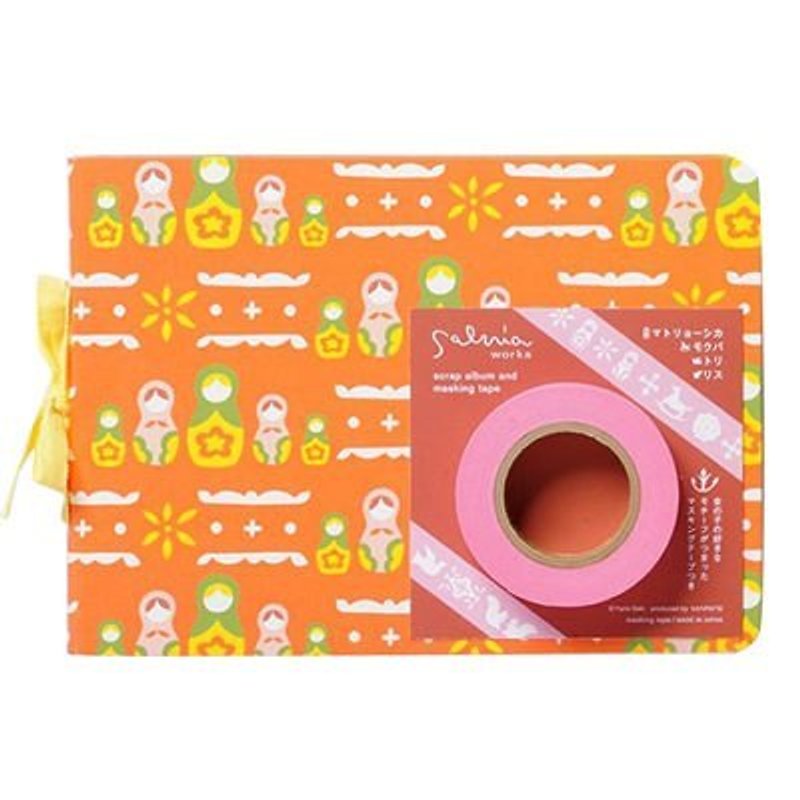 Marks Salvia Sweet Memo Scrapbook (S) + Paper Tape (Red - Russian Doll) - Photo Albums & Books - Paper Red