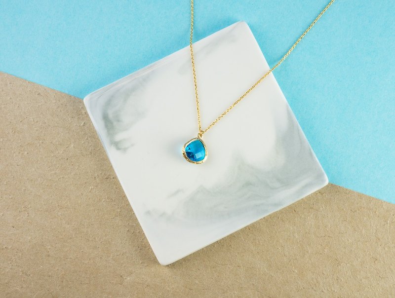 Edith & Jaz • Birthstone Collection - Capri Blue Quartz Necklace (December) - Chokers - Gemstone Blue