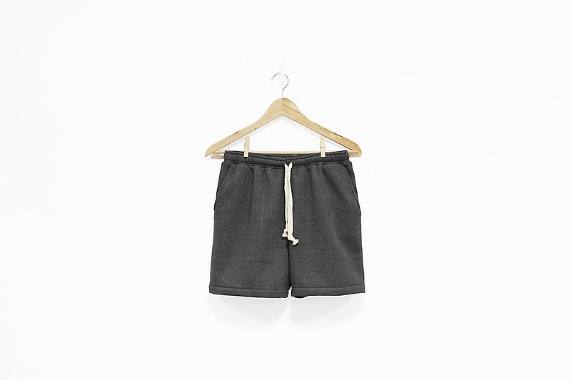Straight brushed cotton drawstring shorts-only size S left - กางเกงขาสั้น - ผ้าฝ้าย/ผ้าลินิน สีดำ