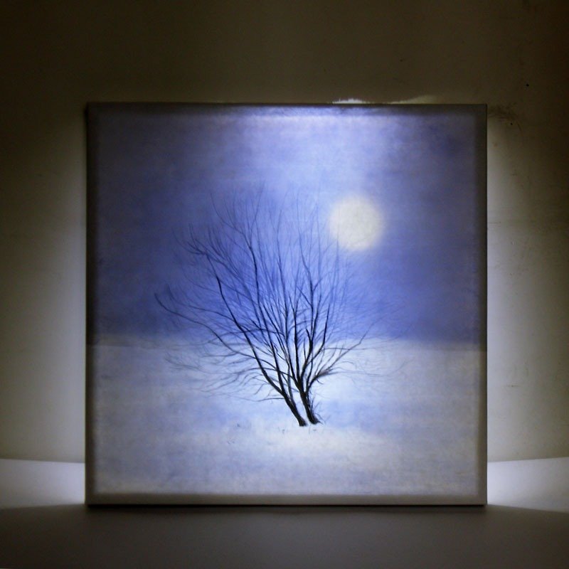 Snow Winter Chinese Painting, Bedroom art, Apartment decor, 30cm x 30cm Easy Gallery Wrap - โปสเตอร์ - กระดาษ สีน้ำเงิน