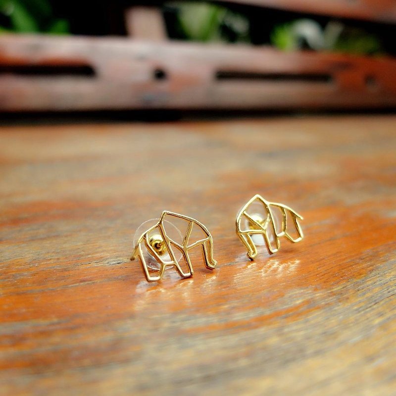 Glorikami Elephant Origami Earrings( gold plated) - Earrings & Clip-ons - Other Metals Orange