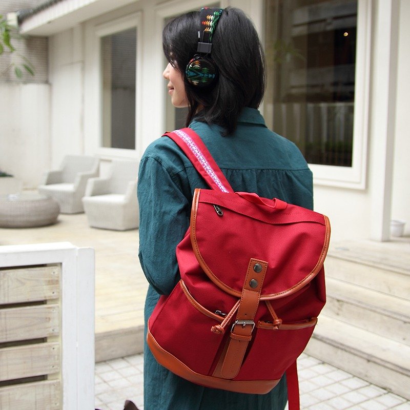 Totem rate after backpack - Red _100406 - กระเป๋าเป้สะพายหลัง - เส้นใยสังเคราะห์ สีแดง