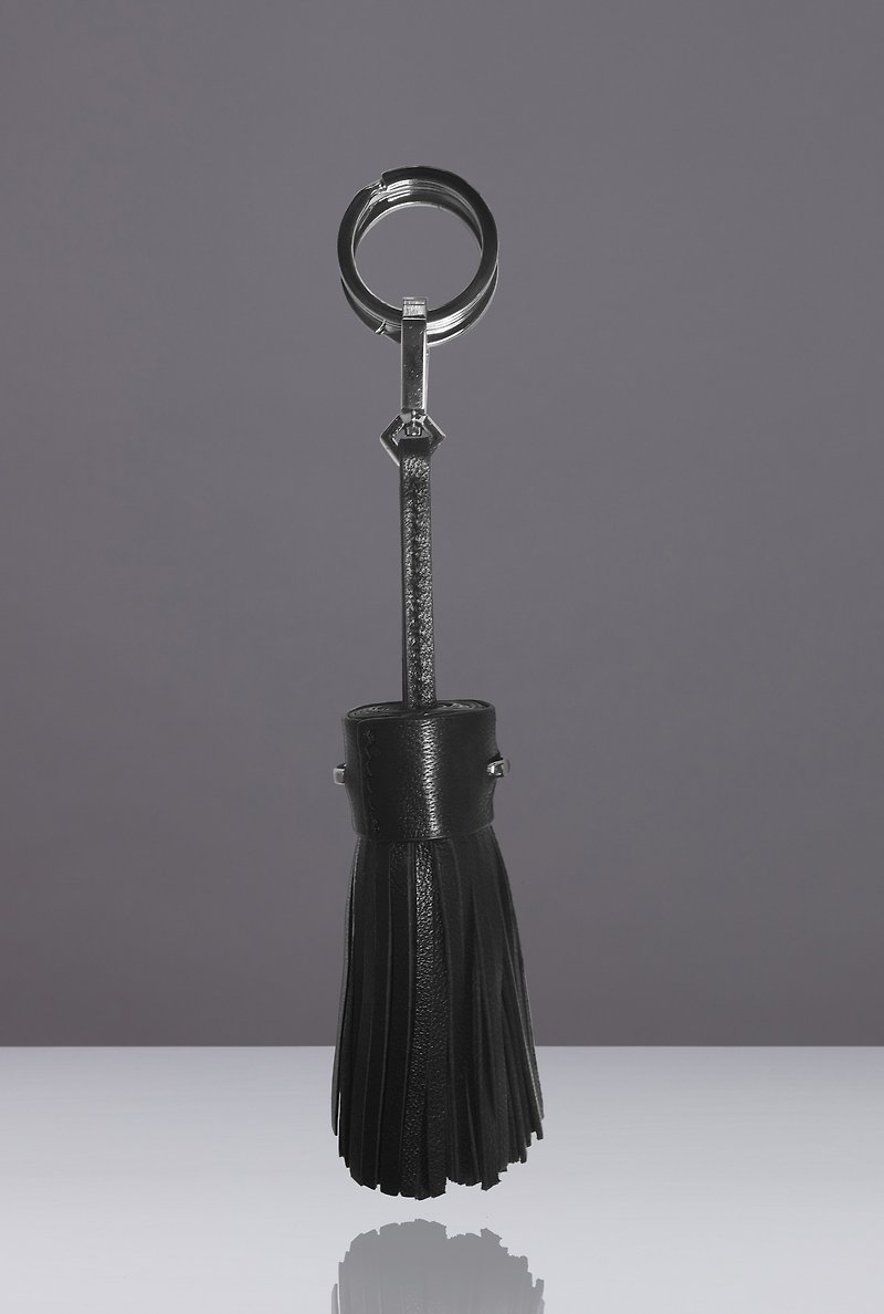 NEVER MIND sheepskin classic black tassel key ring -TAS- - New Year - Keychains - Genuine Leather Black