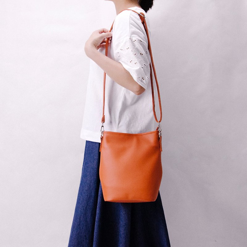 Fisherman Bag Adjustable Shoulder Crossbody Tangerine / Emma Orange - Messenger Bags & Sling Bags - Faux Leather Orange