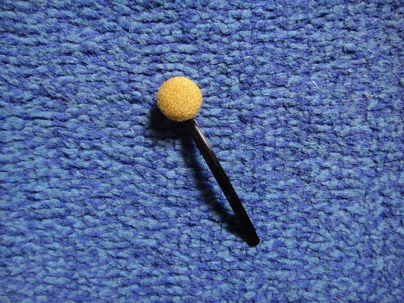 Honey Mustard Button Long Clip C22AJBZ37 - Hair Accessories - Cotton & Hemp Yellow