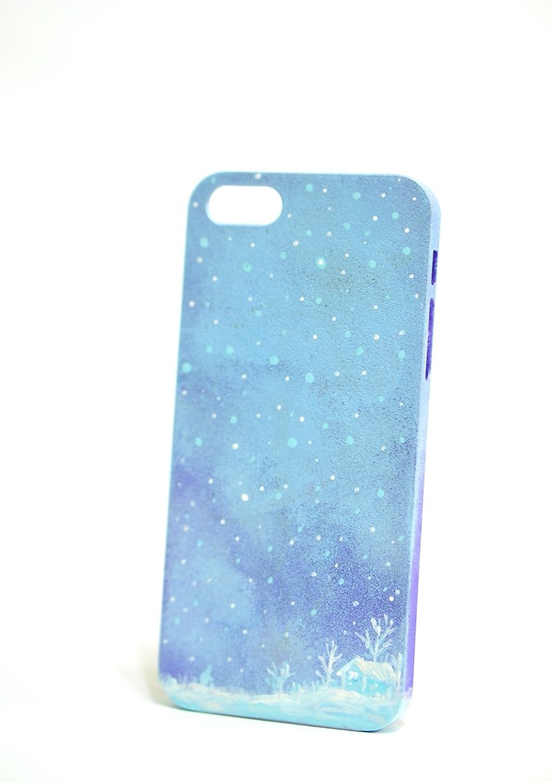 【Snow Night】Apple iPhone 5 &5s 純手繪保護殼（可客製iPhone 6 & 6S ） - 手機殼/手機套 - 塑膠 藍色