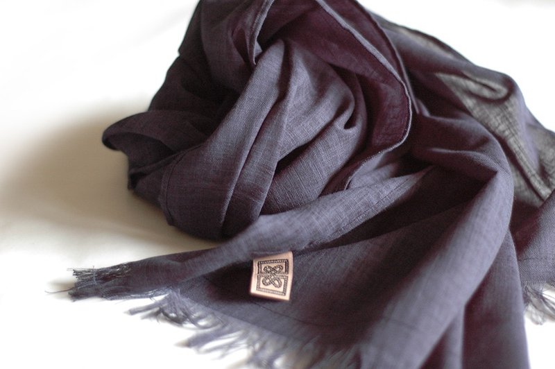 Cotton Scarf - Dark Blue - ผ้าพันคอ - ผ้าฝ้าย/ผ้าลินิน สีน้ำเงิน