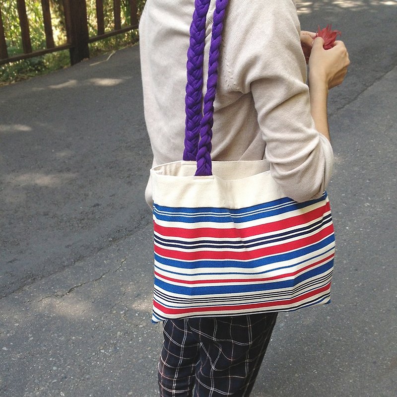 ::Lane68:: 編織背帶帆布包--藍紫 - 手袋/手提袋 - 其他材質 藍色