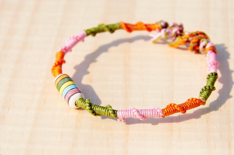 Colorful summer silk rope wax moldings - ceramics, hand painted - Bracelets - Waterproof Material Multicolor