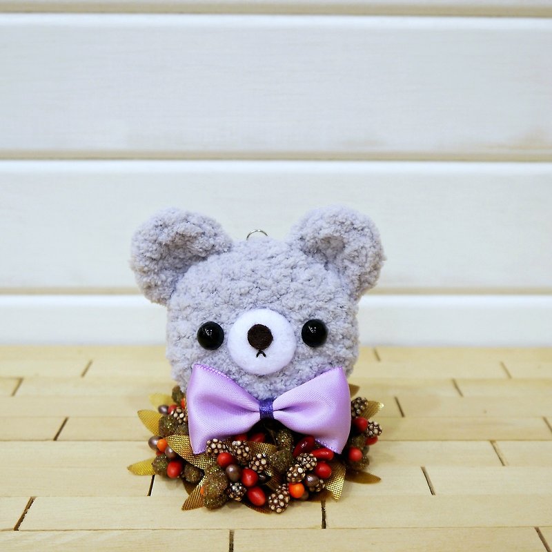 Macaron - bear - light gray. key ring. Charm - Keychains - Other Materials 