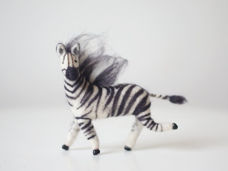 [Horned forest] Zebra wool felt little brother - Stuffed Dolls & Figurines - Wool Multicolor