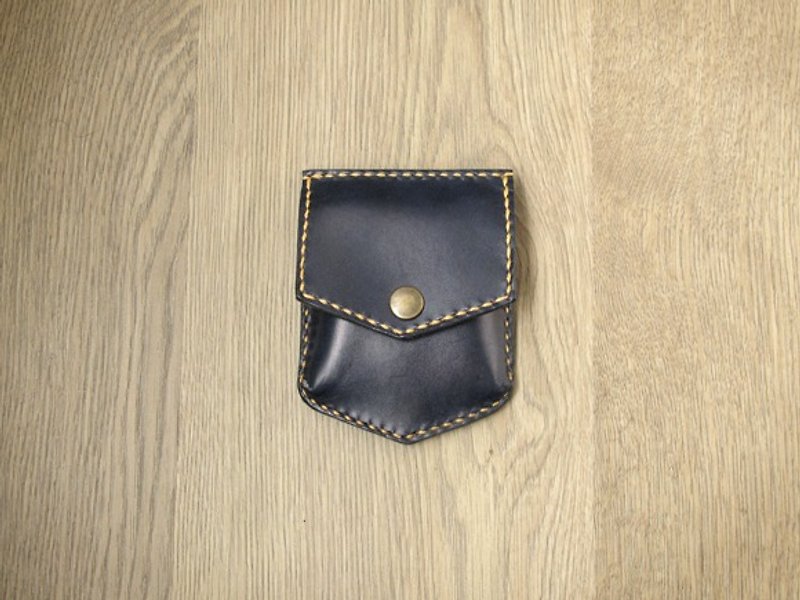 Coin purse, the personality of modern denim x daily loose cardboard bag / coin purse (black basket) - กระเป๋าสตางค์ - หนังแท้ สีน้ำเงิน