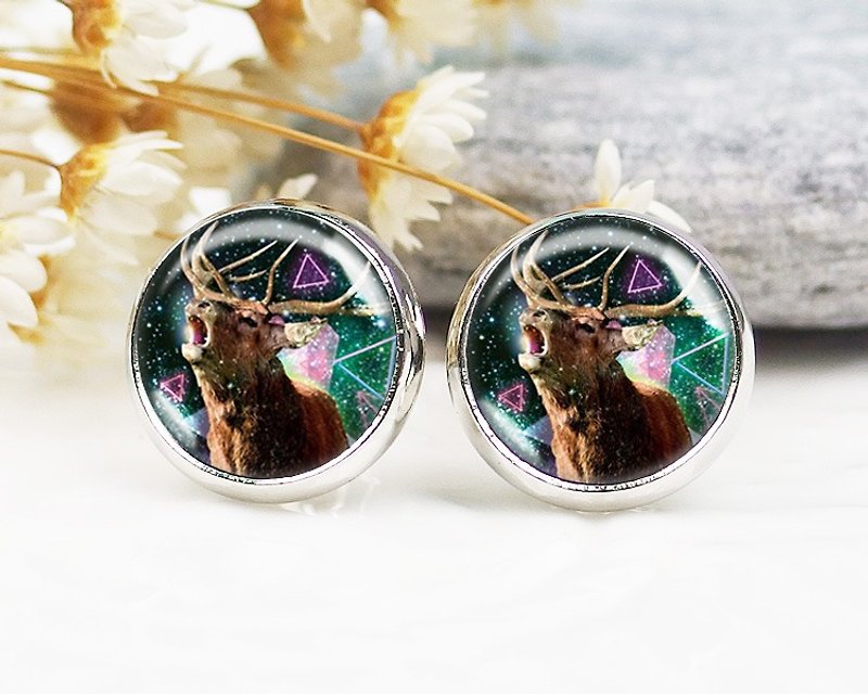 Galaxy Deer-Clip-on Earrings︱Earring Earrings︱Small Face Modification Fashion Accessories︱Birthday Gift - Earrings & Clip-ons - Other Metals Multicolor