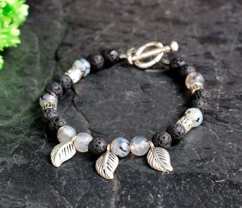 Seal Guardian Agate x Volcanic Rock Bracelet FitterHandmade Natural Stone Hand-created Minimalist Geometry Personalization Christmas Valentine's Day Birthday Gift Anniversary Exchange Gift - สร้อยข้อมือ - วัสดุอื่นๆ 