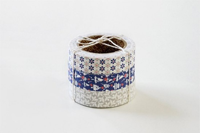 Dailylike fabric tape 北歐風布膠帶(三入) 32-snow bell (E2D54081) - マスキングテープ - その他の素材 ブルー