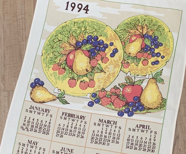 1994 Early American Canvas Calendar With Plenty Fruits Shop Pickers Wall Decor Pinkoi