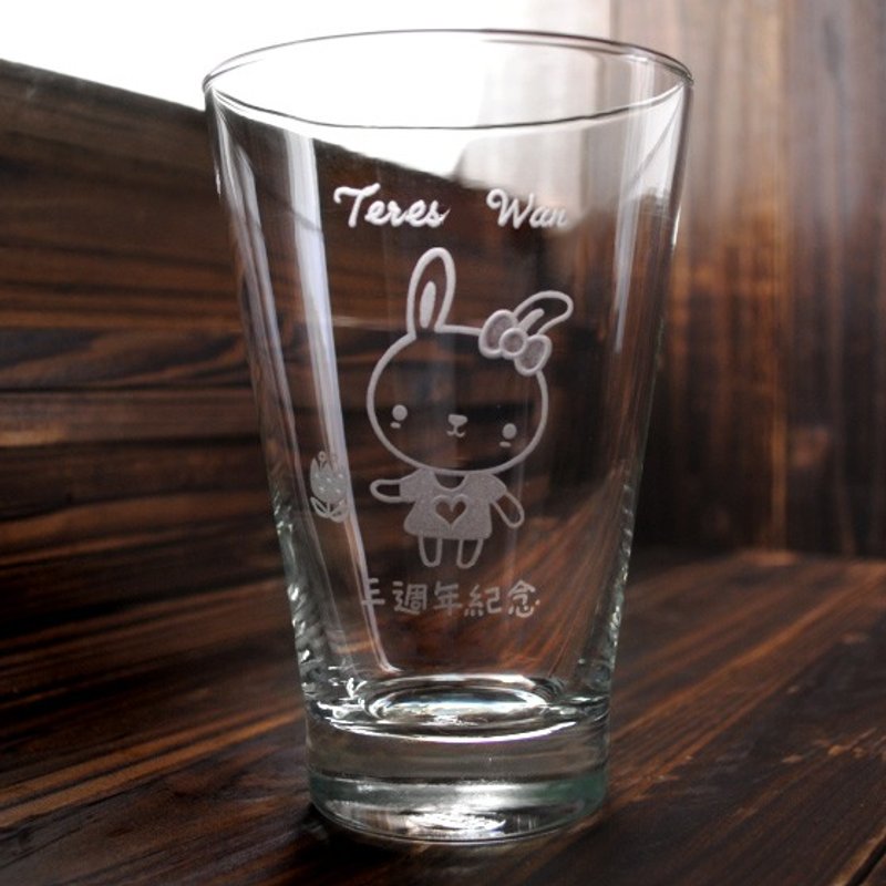 410cc [MSA] small garden bunny mug Bunny painted lettering glass anniversary - Mugs - Glass Brown