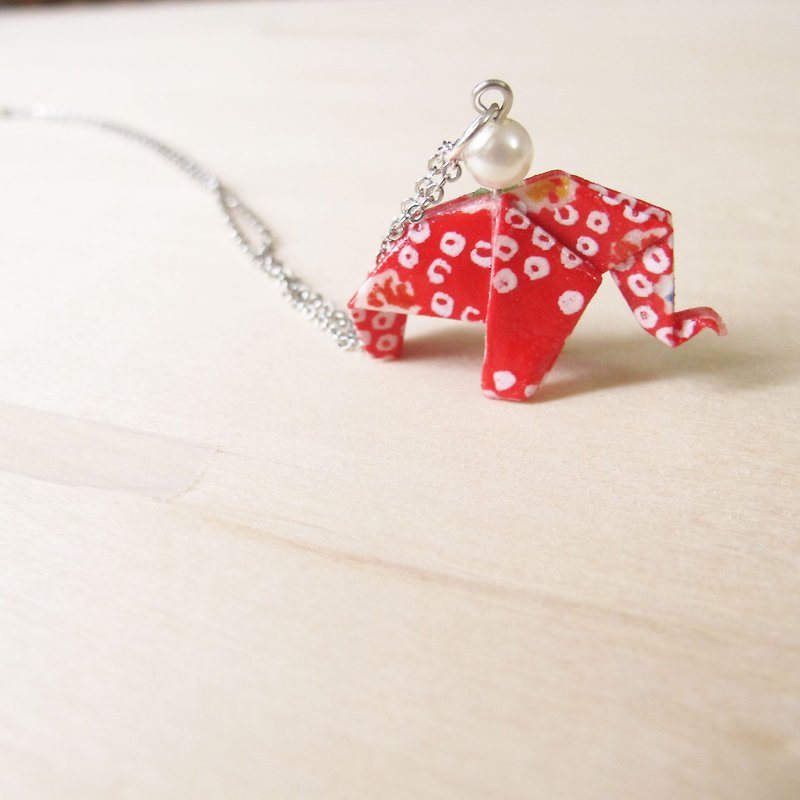 Origami Elephant Necklace - สร้อยติดคอ - กระดาษ หลากหลายสี