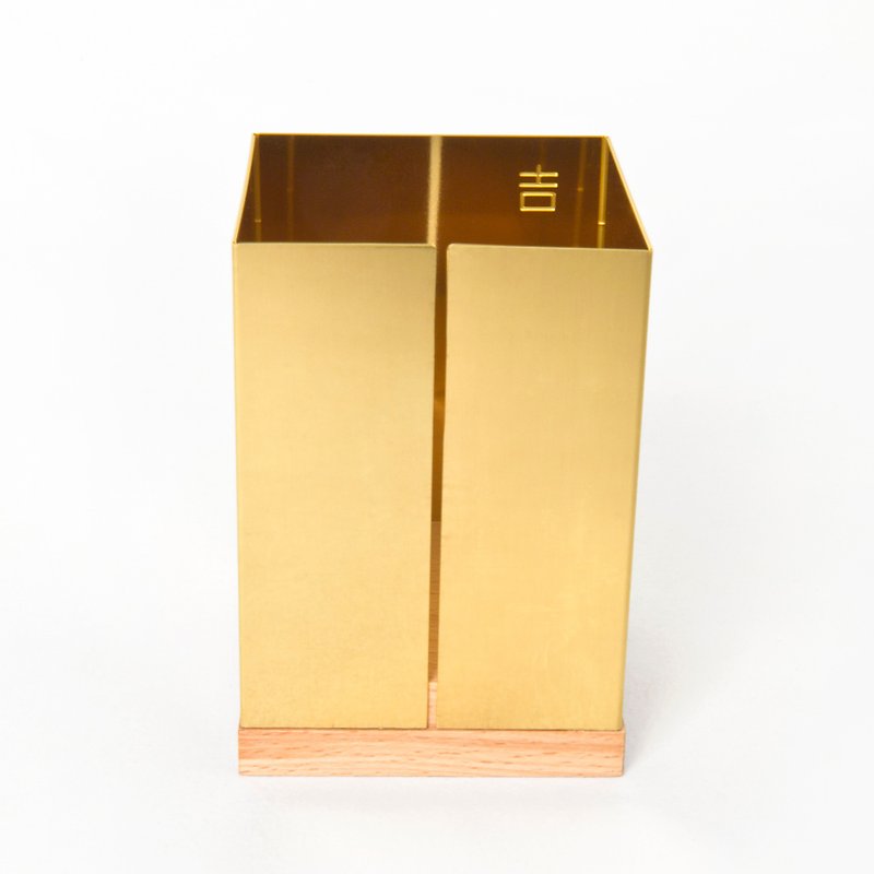 Good auspicious day HAO life_Jin Jichun pen holder/storage box - Pen & Pencil Holders - Copper & Brass Gold