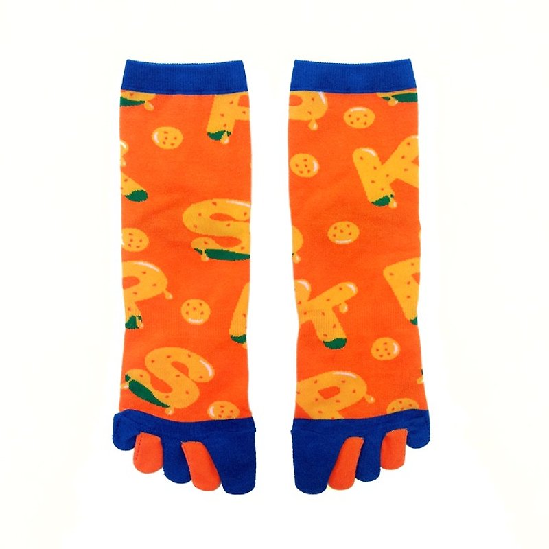 Northern Taiwan fruit / orange blue / passion if series socks - ถุงเท้า - ผ้าฝ้าย/ผ้าลินิน สีส้ม