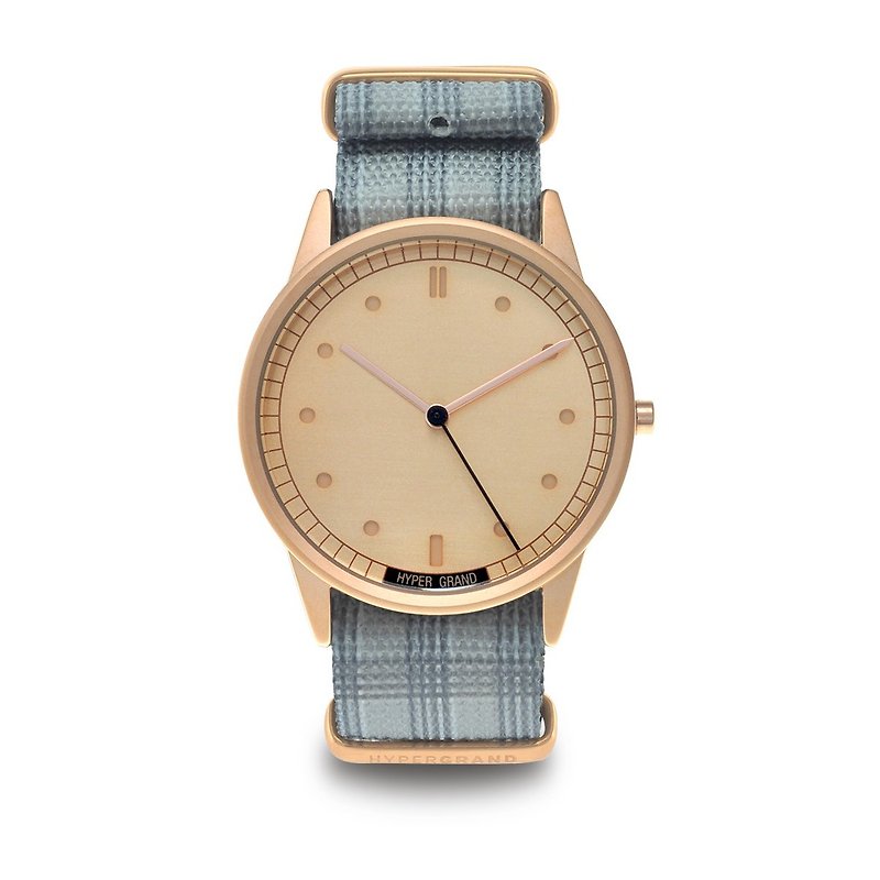 HYPERGRAND - 01基本款系列 -  FULTON 富爾頓灰格紋 手錶 (玫瑰金) - 女錶 - 其他材質 金色