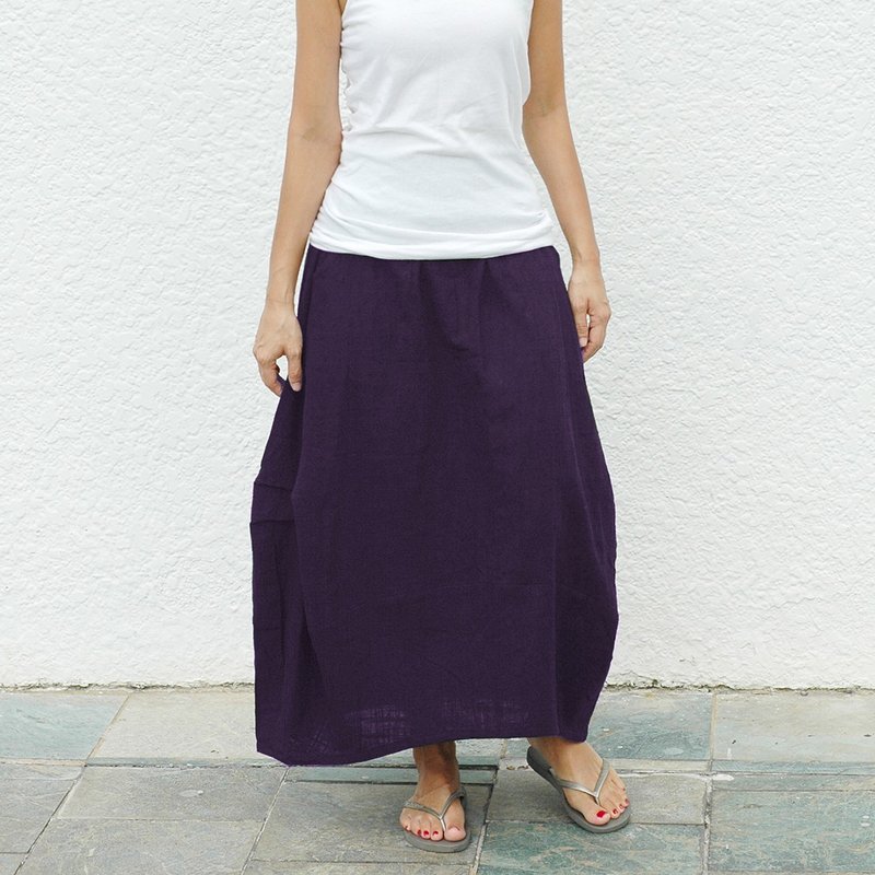 Cotton Yuanqun - Purple - Dress - Skirts - Cotton & Hemp Purple