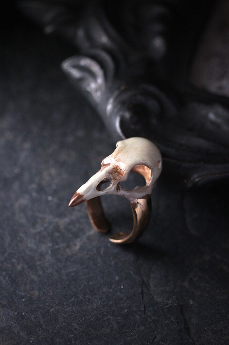 Bird Skull Ring - Defy による手作り塗装バージョン。 - リング - 金属 