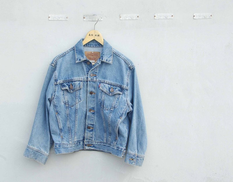 4.5studio- Japan Kanghui Geocaching old clothes SAR -Levi's vintage washed blue denim jacket - Women's Casual & Functional Jackets - Other Materials Blue