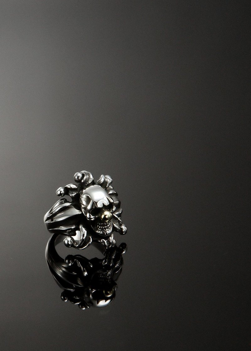 Joker Skull Ring (L) | Circus Collection - General Rings - Sterling Silver Silver