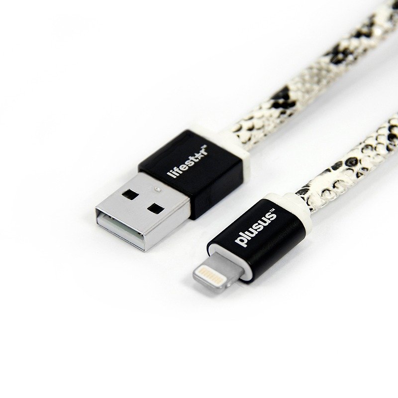 [フーLipin] PlusUs雷 -  USB転送の1M模倣蛇行 - 充電器・USBコード - 革 ブルー