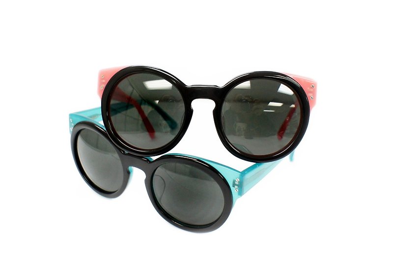 [清貨特價] 手工制作 趣味圓框墨鏡 男女太陽眼鏡框 - 眼鏡/眼鏡框 - 塑膠 黑色