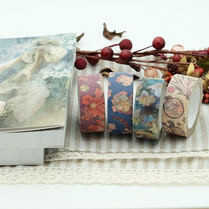TAISO Art Master Mucha - Flower Cluster Paper Tape Set - Washi Tape - Paper 